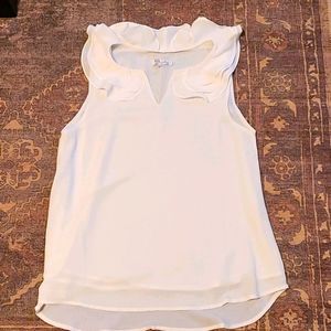 Flowy silky sheer white dress shirt